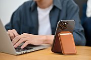 Satechi Vegan-Leather Magnetic Wallet Stand (iPhone 12/13/14/15 all models) - Orange