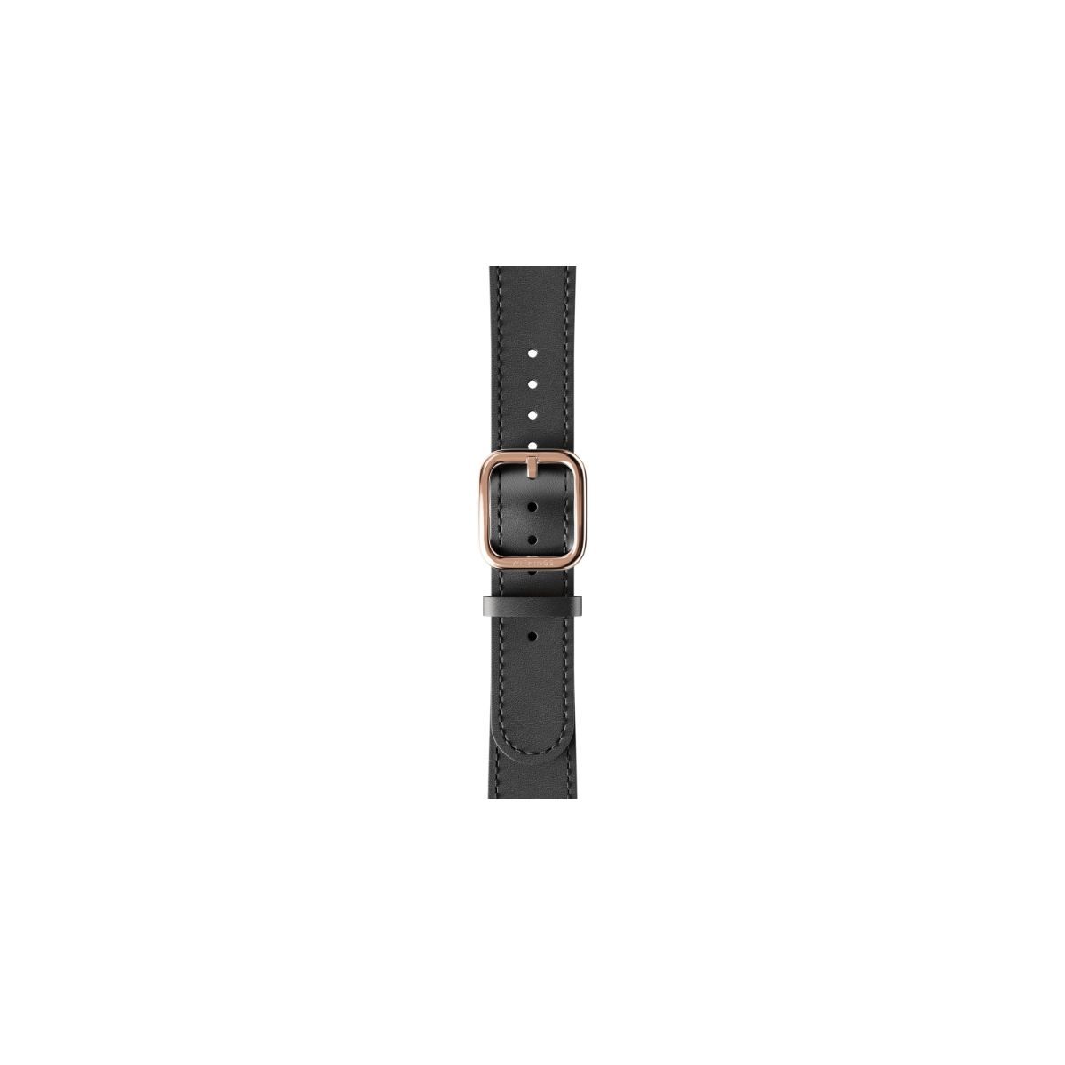Withings Leather Wristband 18mm w Rose Gold buckle for Scanwatch 38mm, Steel HR 36mm, Withings Move, Move ECG, Steel - Black