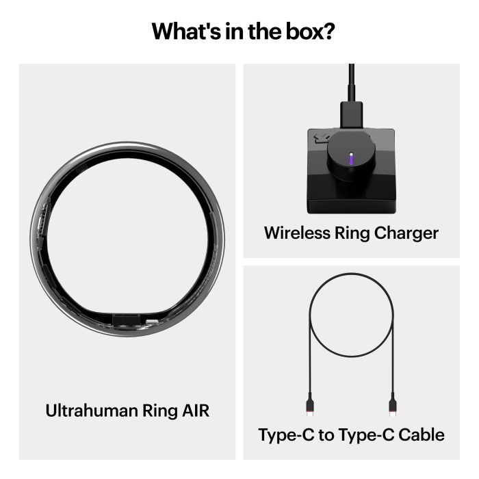 Ultrahuman Ring Air - Smart Ring, Charger, USB Cable / Size-14- Aster_Air_Black
