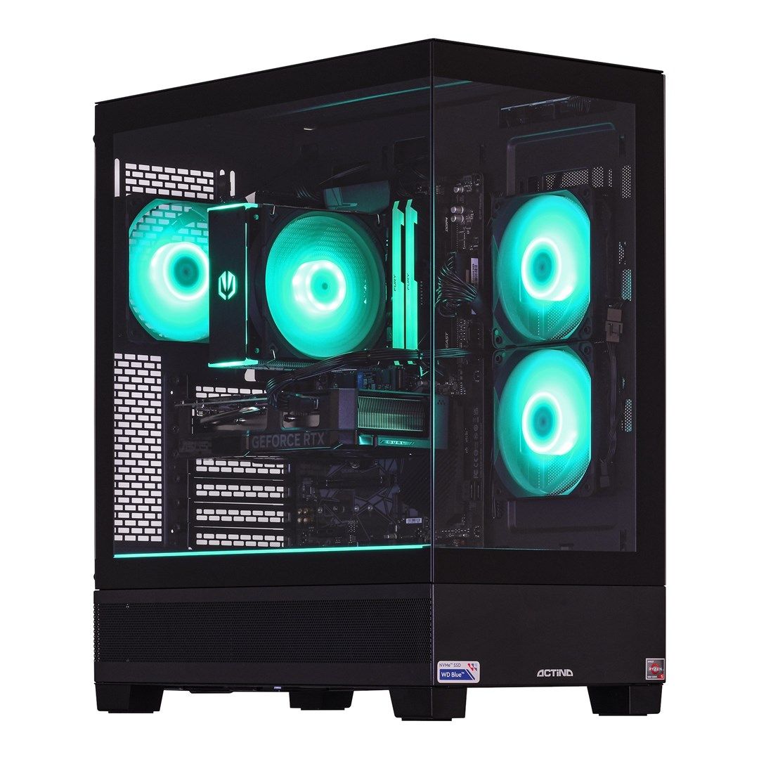 Desktop PC Actina Midi Tower, Intel Ryzen 5 5600X (6 C / 12 T, 3.7 GHz - 4.6 GHz), 32 GB RAM, 1 TB SSD, NVIDIA GeForce RTX 5060 8 GB, Fara sistem de operare