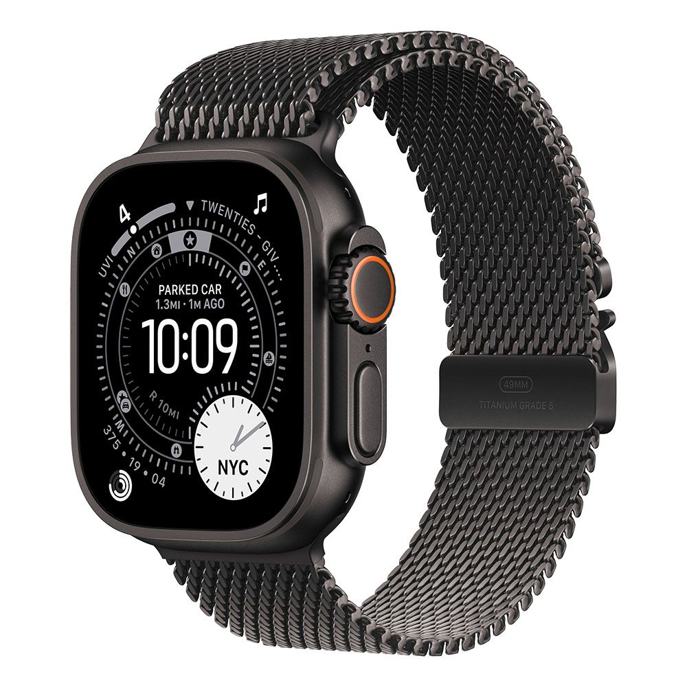 Apple Watch Ultra 3 GPS + Cellular 49mm Black Titanium Case with Black Titanium Milanese Loop - Large