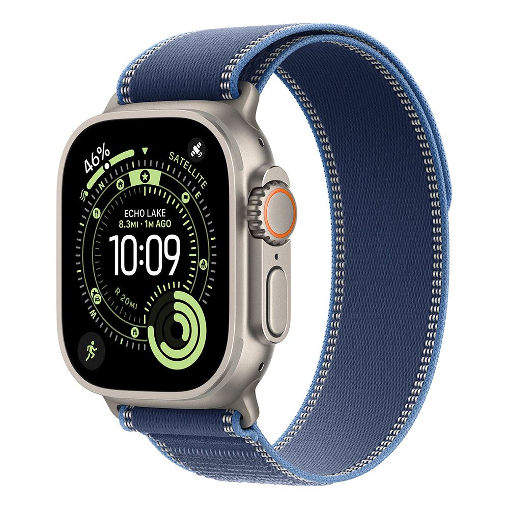 Apple Watch Ultra 3 GPS + Cellular 49mm Natural Titanium Case with Blue/Bright Blue Trail Loop - M/L
