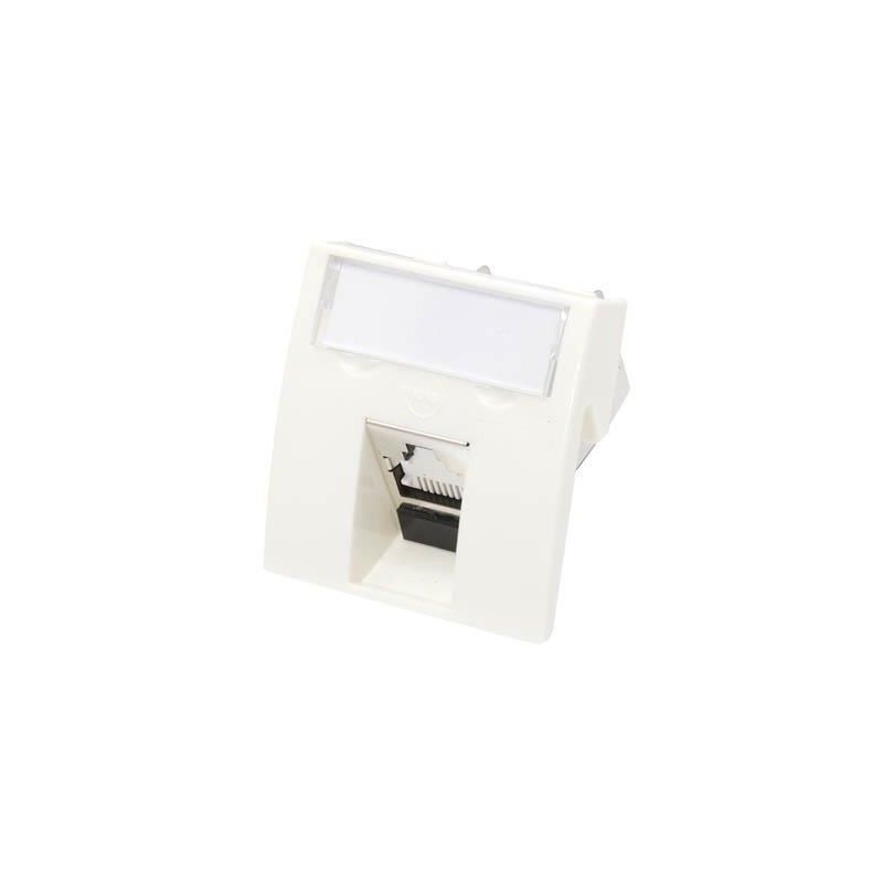Conector inclinat, 1xRJ45 UTP cat.6, 45x45 PowerCat, alb, (compatibil Legrand Mosaic) - Molex