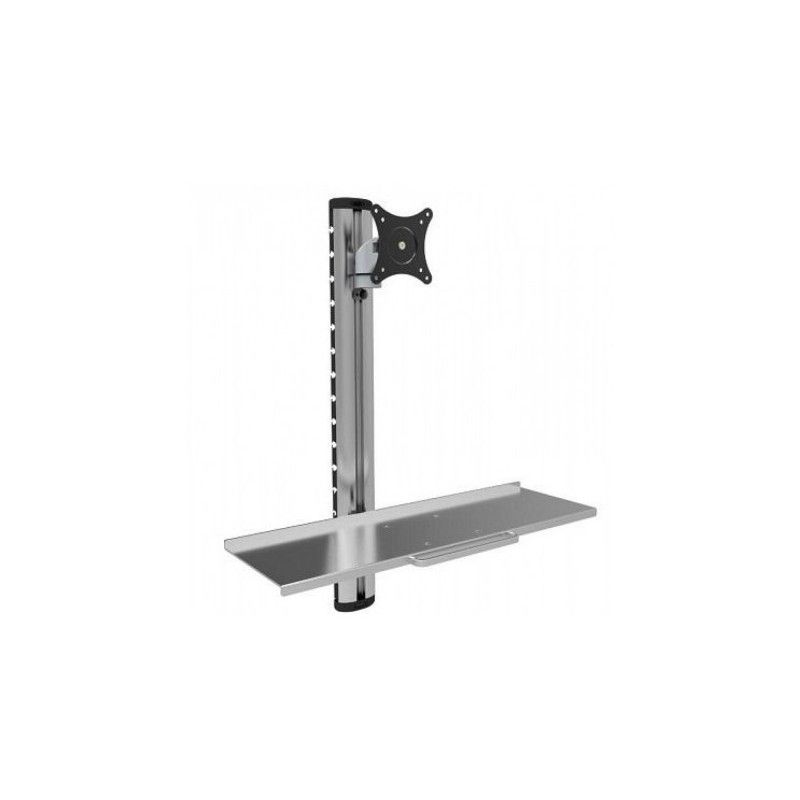 Suport pentru monitor si tastatura, de perete, raft extensibil, 15-27 inch, reglabil, TECHLY, gri, ICA-PLW 01