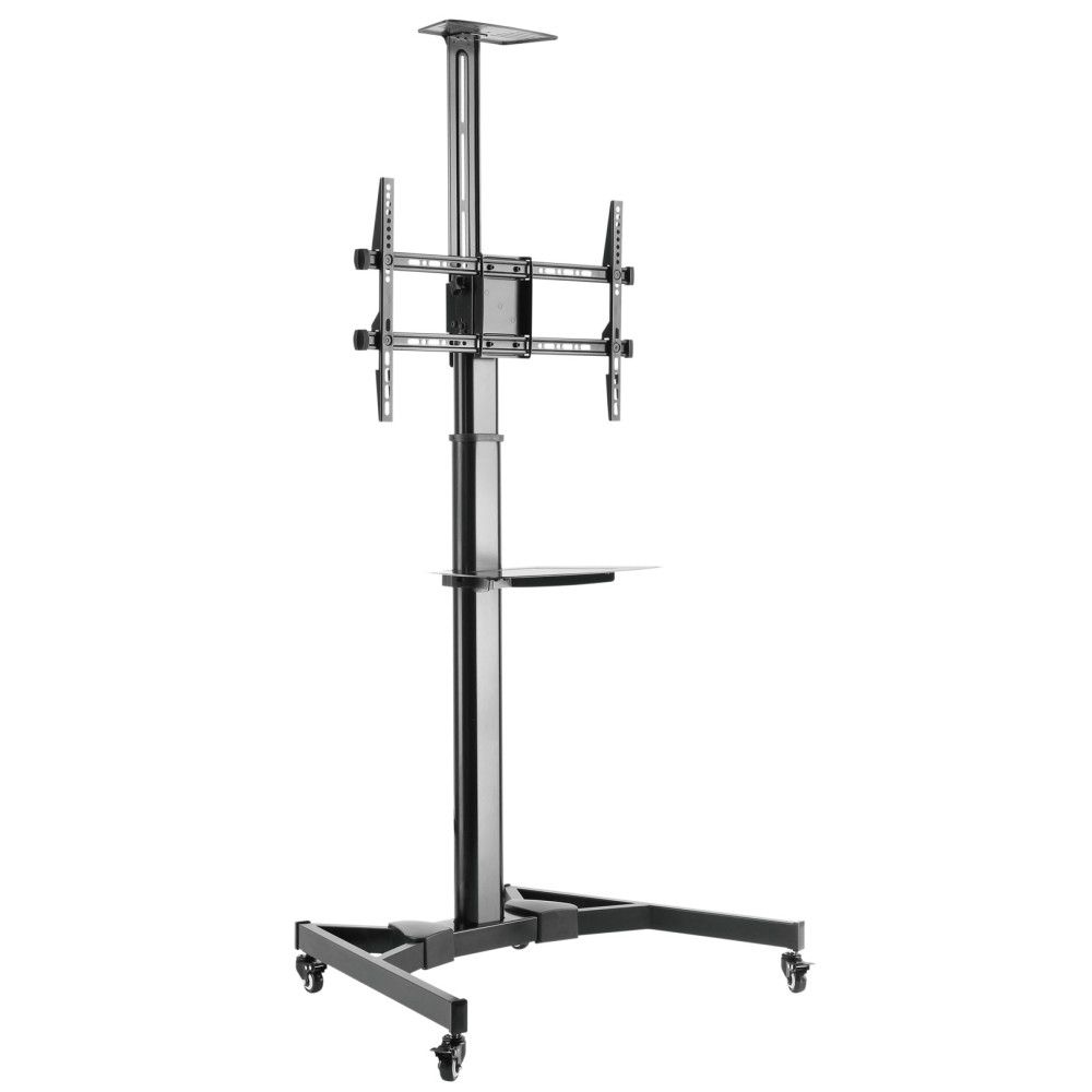 Stand TV mobil pe roti, raft pentru dispozitive multimedia, 37 - 70 inch, reglabil, TECHLY, negru, ICA-TR46