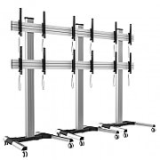 Stand TV mobil pe roti, Video Wall, suporta 6 televizoare, 22-55 inch, Aluminiu, Argintiu, Techly, ICA-TR6VW