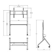 Stand TV, universal, reglabil inaltime, raft inclus, 65 - 100 inch, Techly, Negru, ICA-TR53LB