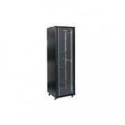 Rack 27U 600x800, montare pe podea, usa din sticla, panouri laterale detasabile si securizate, dezasamblat, culoare negru RAL 9004, DATEUP