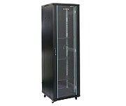 Rack 42U 600x600, montare pe podea, usa din sticla, panouri laterale detasabile si securizate, dezasamblat, culoare negru RAL 9004, DATEUP