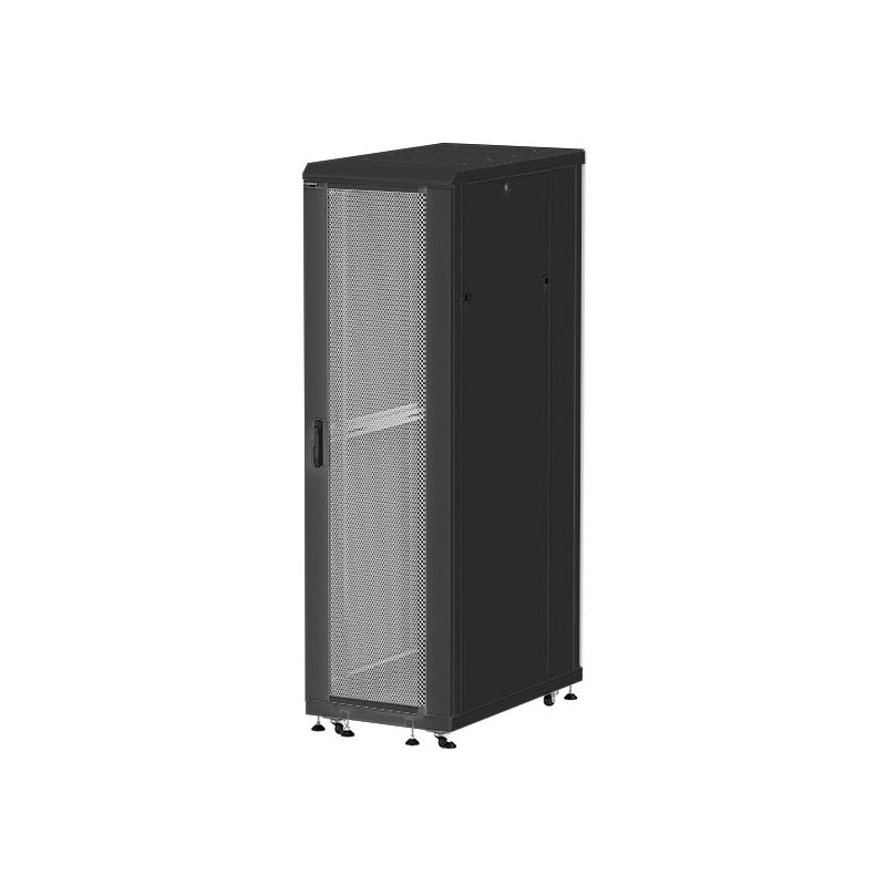 Rack 19'' 42U 600x1100, de podea, asamblat, usi perforate (fata si spate), laterale detasabile, 1000kg, seria D-SERVER, DECKRO