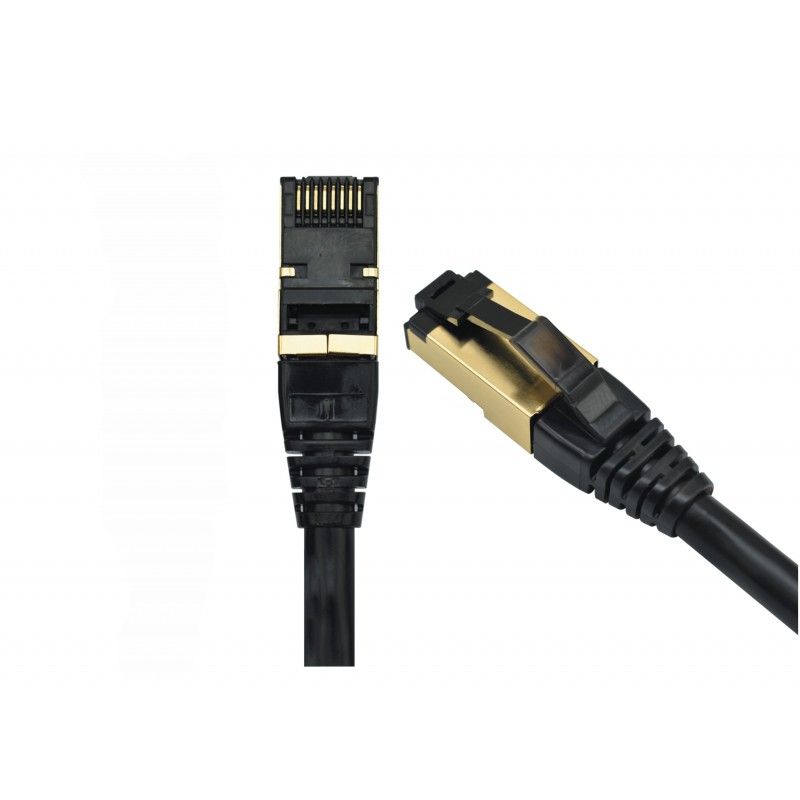 Patchcord FFTP RJ45-RJ45 Cat.8, LSZH, 0.5m, negru - EMTEX