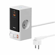 INCARCATOR RETEA Baseus PowerCombo Powerstrip, QC 65W, 2xAC, 1 x cablu integrat retractabil USB Type-C Output 5V/3A, 1xUSB, 1.5m, alb  PSLR000602  (timbru verde 0.18 lei) - 6932172628604