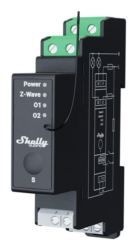Shelly Wave Pro 2PM 2-kanałowy przekaźnik na szynę DIN z pomiarem energii Shelly Qubino