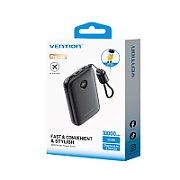 POWER BANK Vention 10000mAh Power Bank (USB-C + USB-C/USB-C/USB-A) with Built-in USB-C to USB-C Cable 22.5W Black LED Display Type ,  FKAB0-C  - 6922794791237