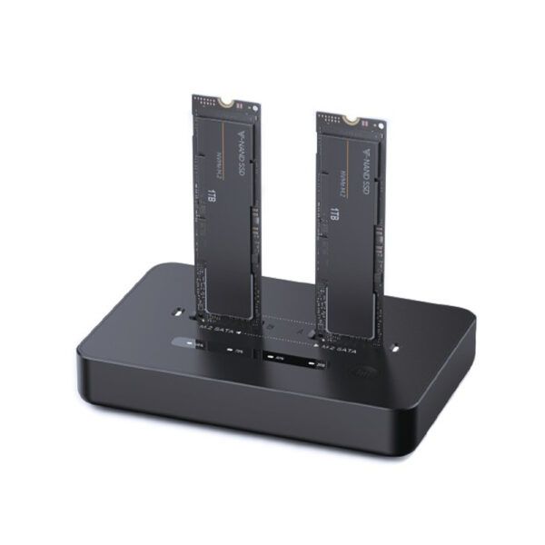 Gembird DD2-U3M2 Desktop dual drive USB Type-C M.2 NVME (and SATA) SSD docking station  black