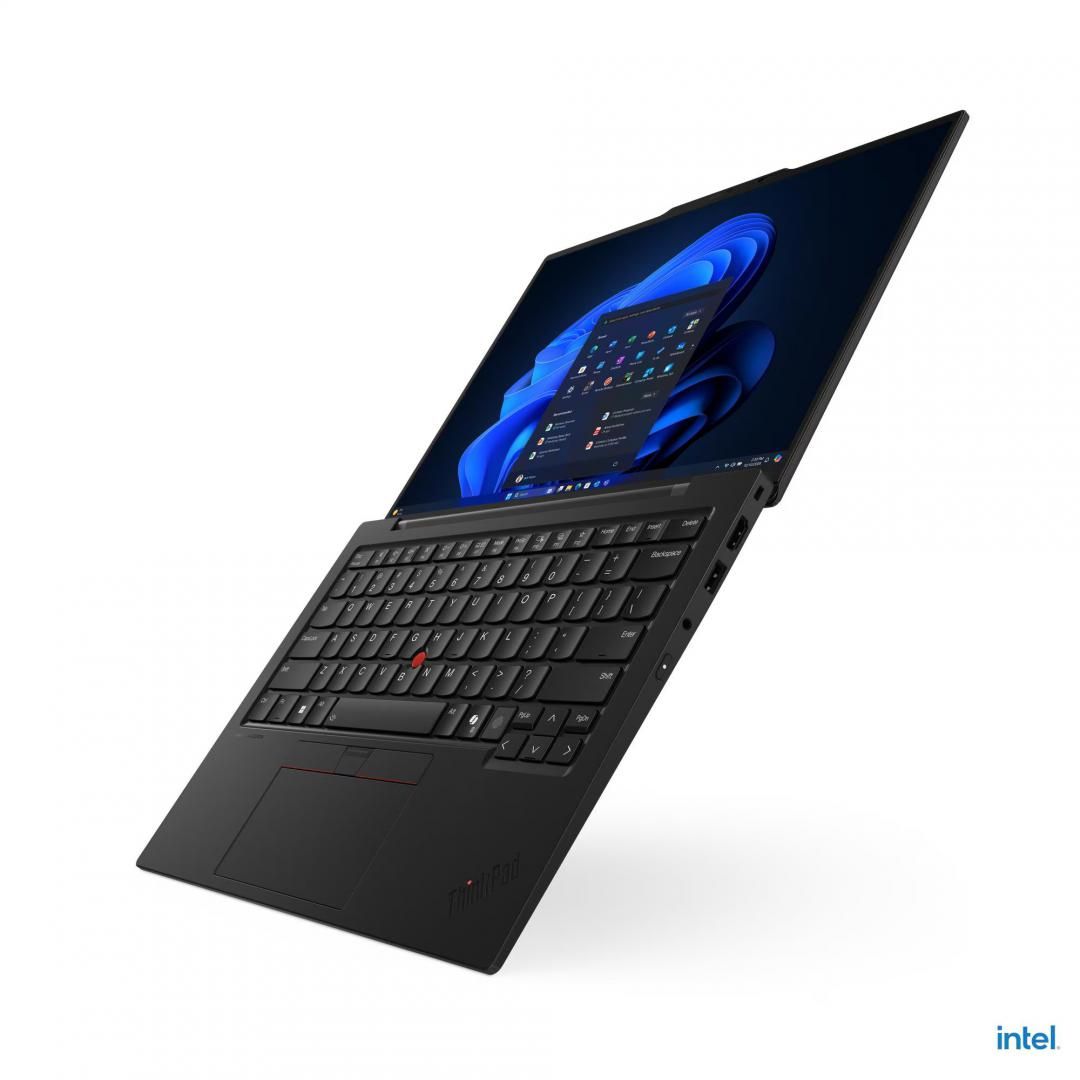 Laptop Lenovo ThinkPad X1 Carbon Gen 13 Aura Edition 21NX007XRI, 14 inch 1920 x 1200, Intel Core Ultra 7 265U (12 C / 14 T, 2.1 GHz - 5.3 GHz, 12 MB cache, 15 W), 64 GB LPDDR5X, 2 TB SSD, Intel Graphics, Windows 11 Pro, Tastatura Germana, Black