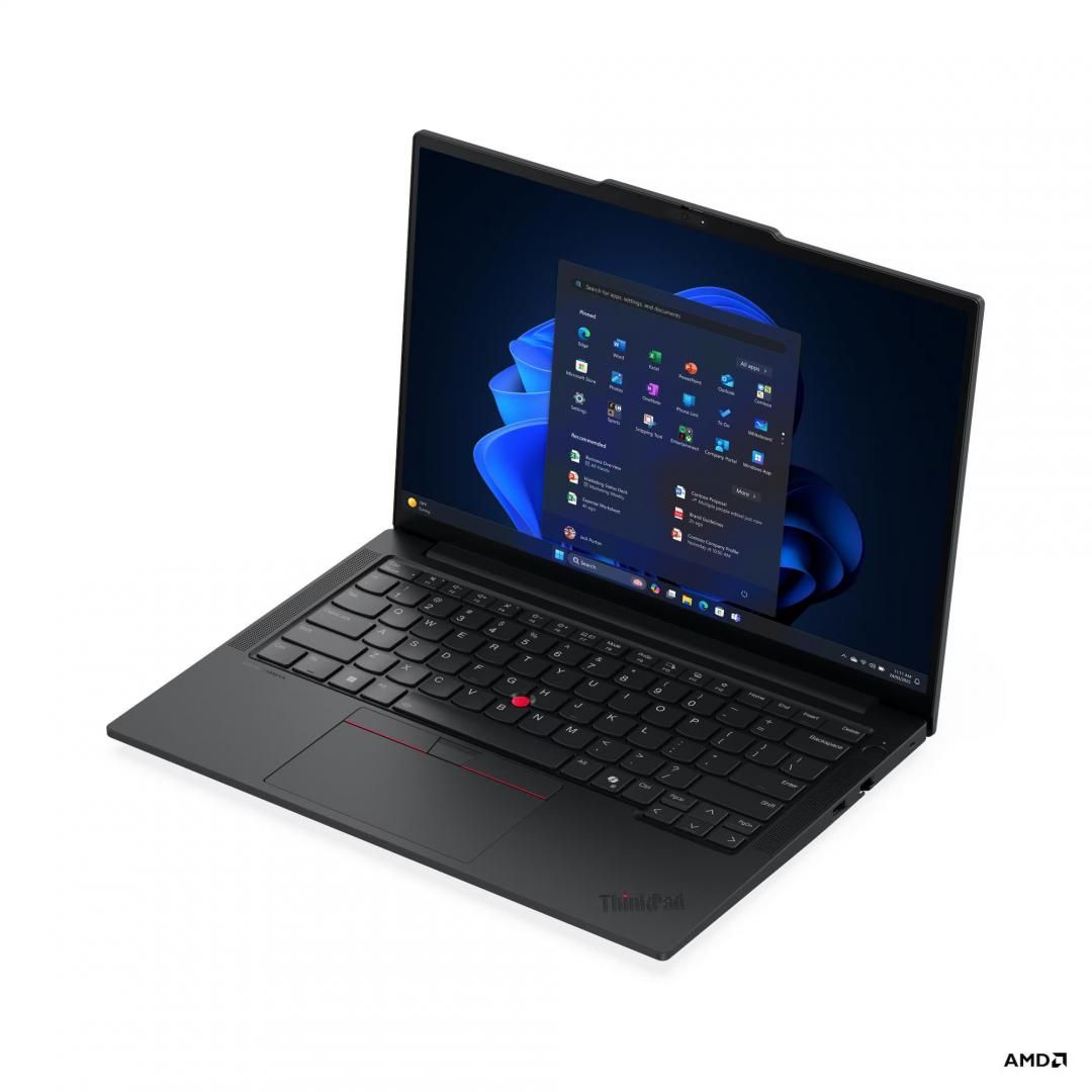 Laptop Lenovo ThinkPad E14 Gen 7 21T0005LRI, 14 inch 1920 x 1200, AMD Ryzen 7 250 (8 C / 16 T, 3.3 GHZ - 5.1 GHz, 24 MB cache, 45 W), 16 GB DDR5, 512 GB SSD, AMD Radeon Graphics, Fara sistem de operare, Tastatura English (EU), Black