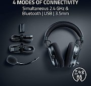 Casti wireless Razer Blackshark V3 Pro, micrfon uni-directional, izolare fonică activăn, sistem sunet 7.1, frecventa 20 - 28000, autonomie 70 ore, negru