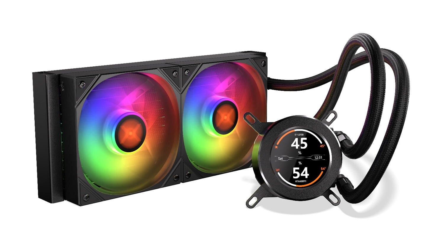 HydroGlance 240 ARGB LCD, Racire cu lichid, AIO 240mm, Intel/ AMD, Negru