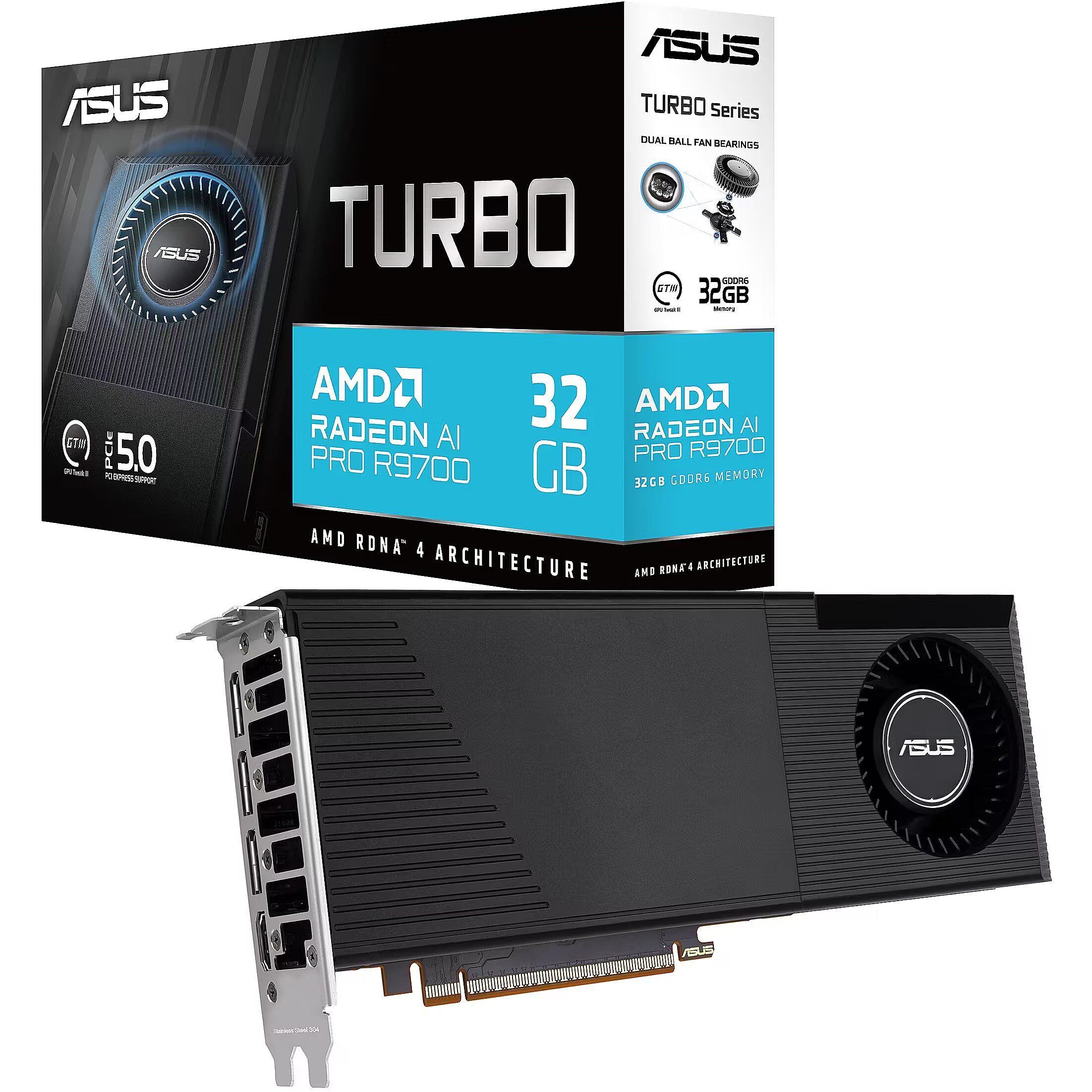 Placa video ASUS Radeon AI PRO R9700 TURBO 32 GB GDDR6 ECC 256 bit