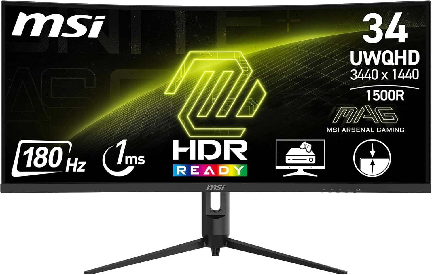 MSI MAG 342CQR E2 34inch VA Curve 1500R UWQHD 180Hz 1ms 2xHDMI DP Black