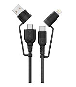 Cablu Audio Lemontti USB A&C-USB-C, material: Aliaj aluminiu, Nailon impletit, lungime 1,2m, - iesire USB-A la USB-C: 5V/2A Max 10W,  iesire USB-A la Lightning: 5V/2.4A, iesire USB-C la Lightning: 5V/3A 9V/2A 12V/1.5A 15V/2A 30W Max, iesire USB-C la USB-C: 20V/3A 60W MAX , incarcare si transfer