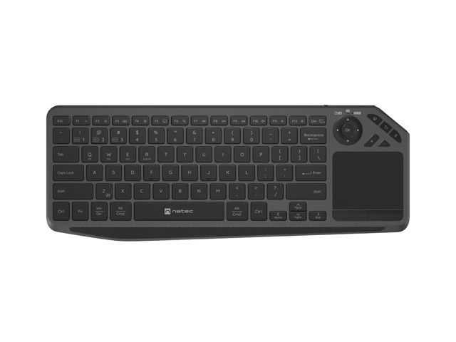 Tastatura wireless Natec TURBOT 2,  material taste ABS, numar taste 90, mecanism taste X-Scissors, toucpad pentru smart TV inclus, negru
