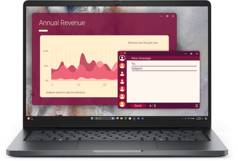 Laptop Dell Pro 14 PC14250, 14 inch 1920 x 1200, Intel Core 7 150U (10 C / 12 T, 1.8 GHz - 5.4 GHz, 12 MB cache, 55 W), 16 GB DDR5, 256 GB SSD, Intel Graphics, Windows 11 Pro, Tastatura English International, N/A