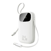 POWER BANK Baseus Qpow3, 10000mAh, 22.5W, 1 x USB, cablu integrat USB Type-C, cablu integrat Iphone Lightning, alb,  P10082106213-00  (timbru verde 0.98 lei) - 6932172691202
