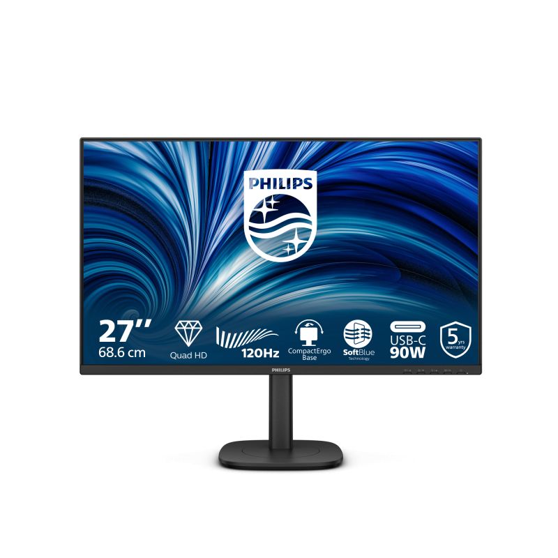 Monitor Philips 27  27B2U3601/00, Diagonal (inch): 27, Diagonal (cm): 68, Aspect ratio: 16:9, Panel: IPS, Resolution: 2560x1440, Refresh Rate: 120Hz, Response time GtG: 4ms, Brightness (max): 350 cd/m², Contrast (static) : 1500:1, Contrast (dynamic): 50M:1, Viewing angle: 178/178, Color Gamut Type