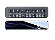 Lemontti Suport auto numar telefon parcare, 2 numere telefon schimbabile, aluminiu, cifre magnetice fluorescente, Negru