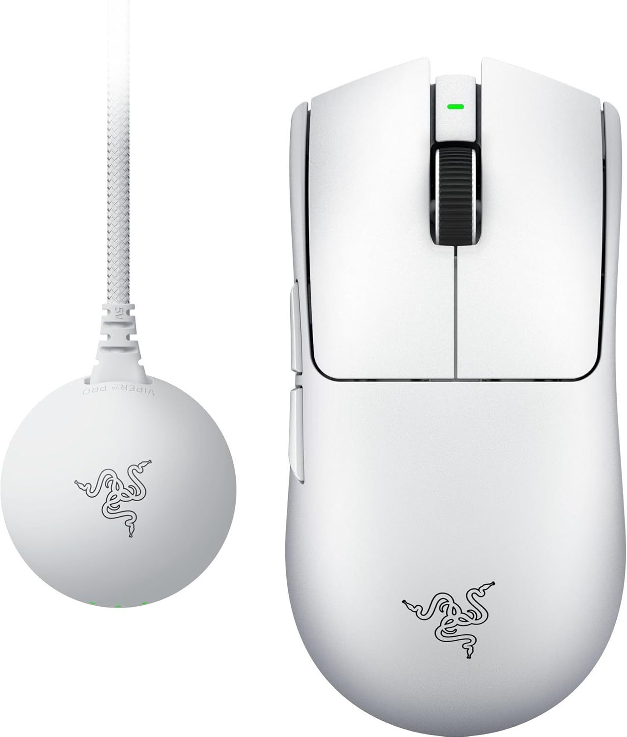 Mouse wireless Razer Viper V4 Pro, Razer™ Focus Pro 50K Optical Sensor Gen-3, durata de viata baterie pana la 180 ore, switch Razer™ Optical Mouse Switches Gen-4, alb