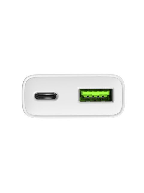 NATEC RIBERA GAN SLIM MAINS CHARGER 1× USB-A + 1× USB-C 20W WHITE