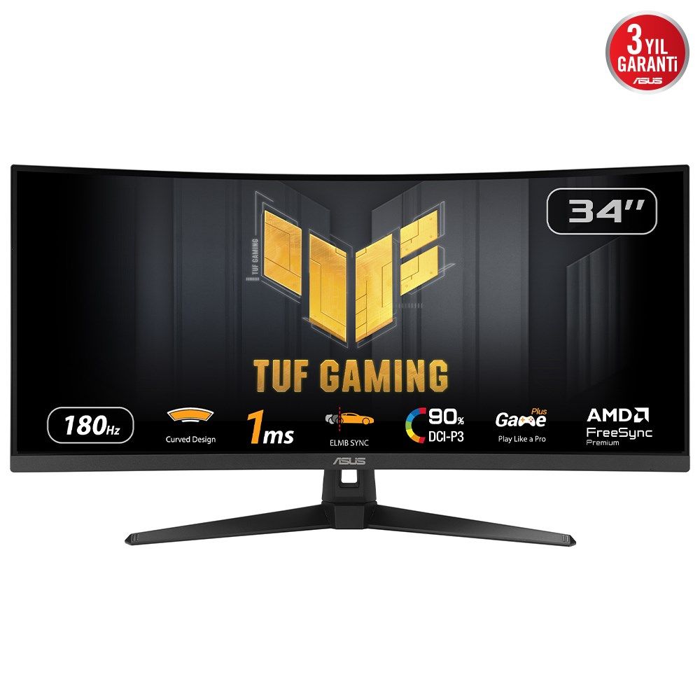 ASUS TUF Gaming VG34VQ3B computer monitor 86.4 cm (34 ) 3440 x 1440 pixels UltraWide Quad HD LED Black