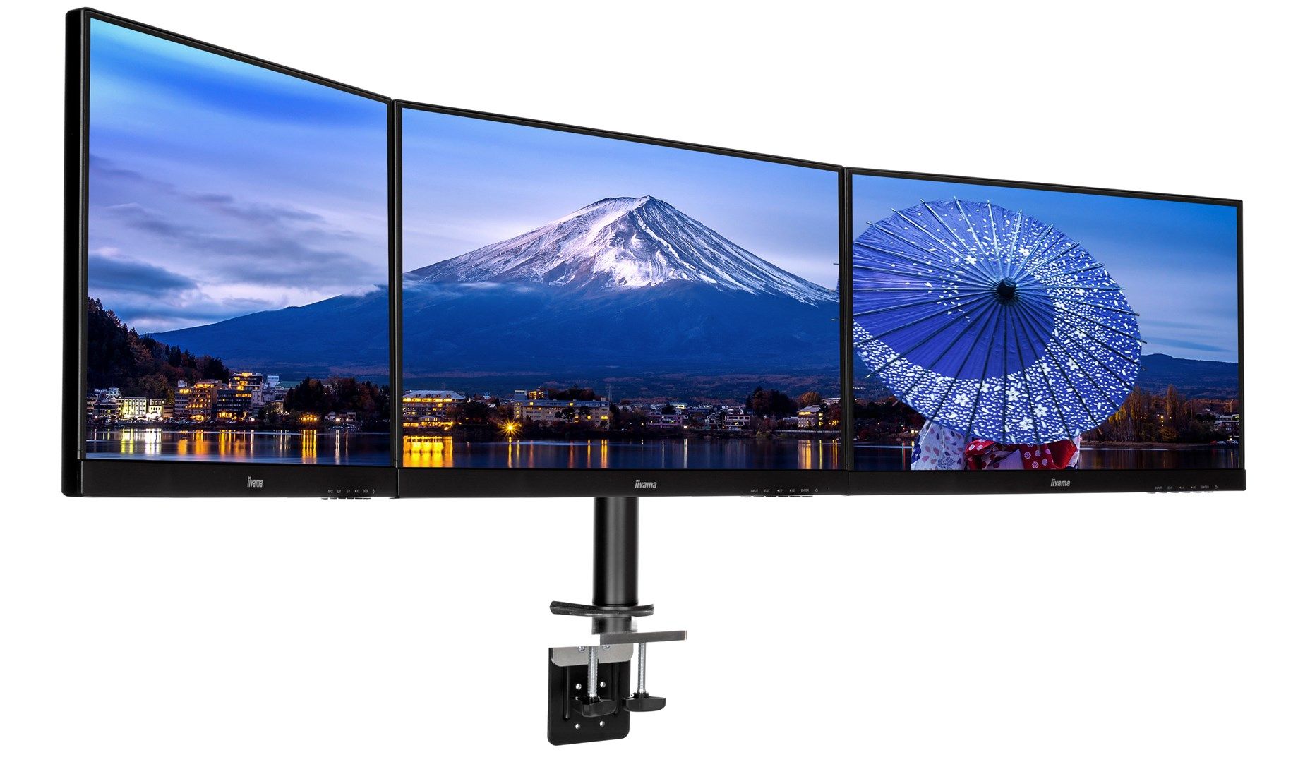 Flexible Desk Mount for Triple Monitors