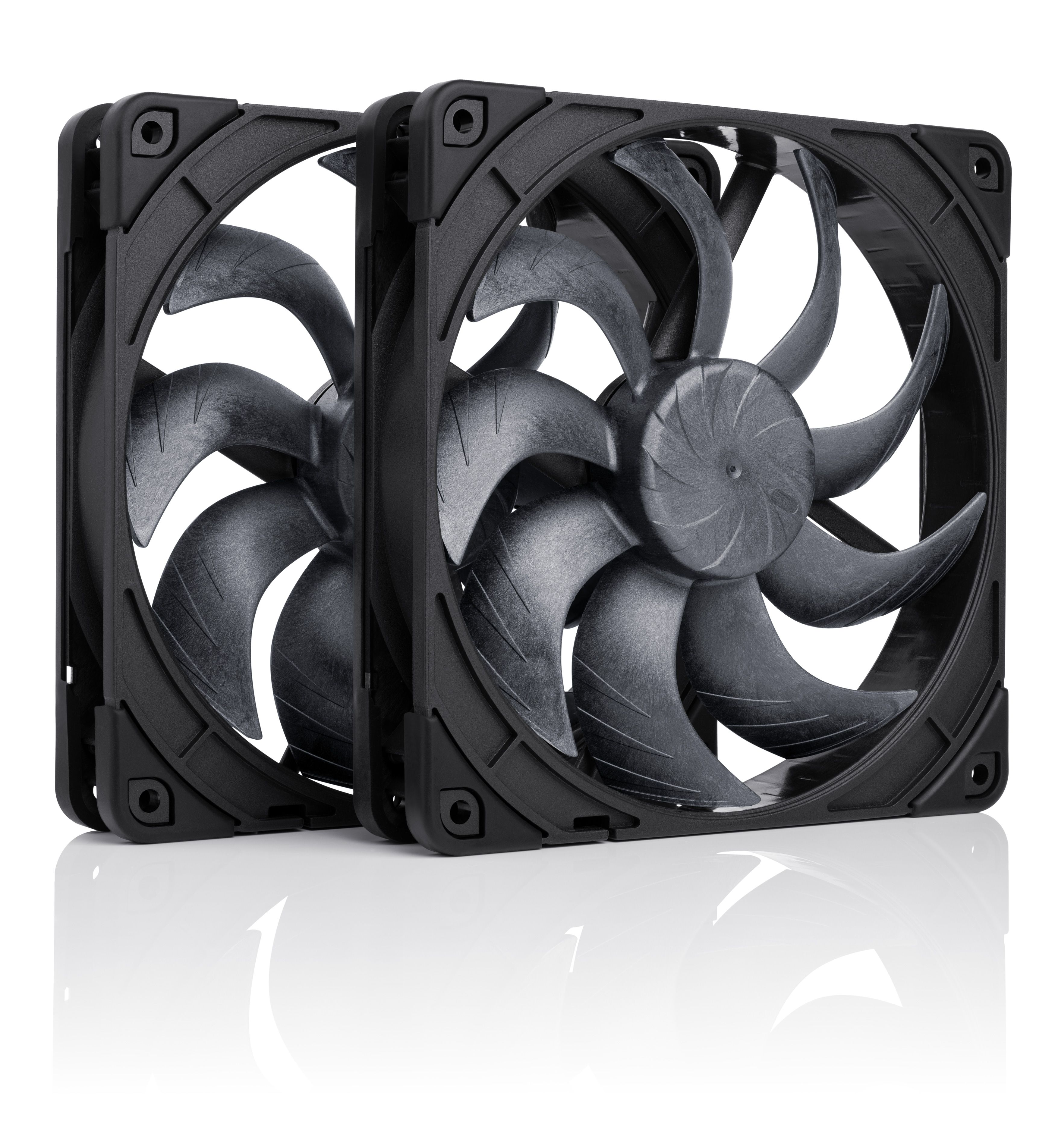 NOCTUA NF-A14x25r G2 PWM Sx2-PP chromax.black, round frame, 140mm dual fan set