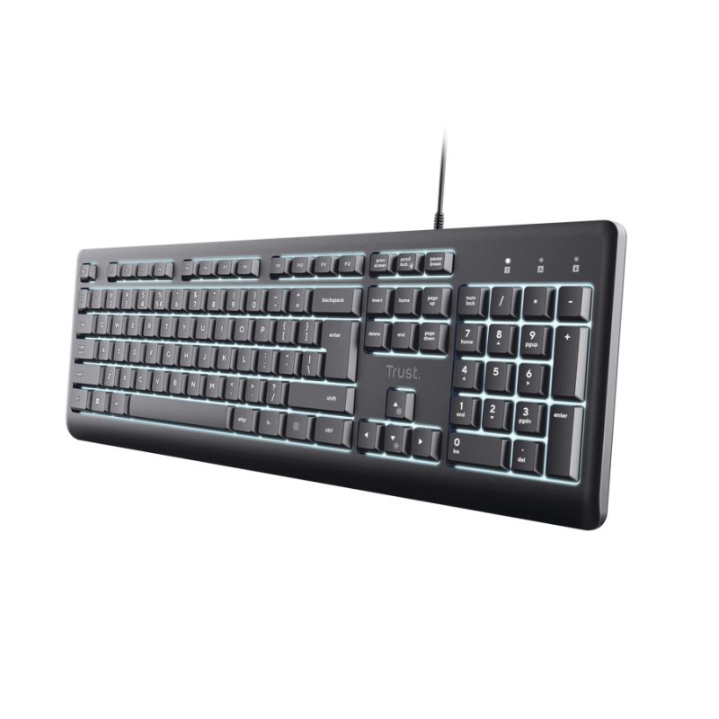 Tastatura cu fir Trust Primo, membrana, iluminare, numar taste 104, gri