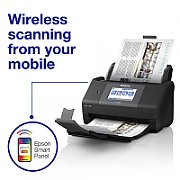 EPSON WORKFORCE ES-590W A4 SCANNER, Format A4, Scanner CIS, Sursa lumina LED, Rezolutie: 600 x 600 DPI, Senzor ultrasonic, Touchscreen 10.9cm, Viteza scanare: 45ppm, Capacitate : 100 coli, Volum zilnic:5000 pagini, Duplex single pass, Interfata: USB, WI-FI, LAN, Dimensiuni: 296‎ x 169 x 167 mm