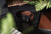 NOMAD Modern Band - skórzany pasek do Apple Watch 46mm/49mm  skóra Horween (rustic brown  black hardware)
