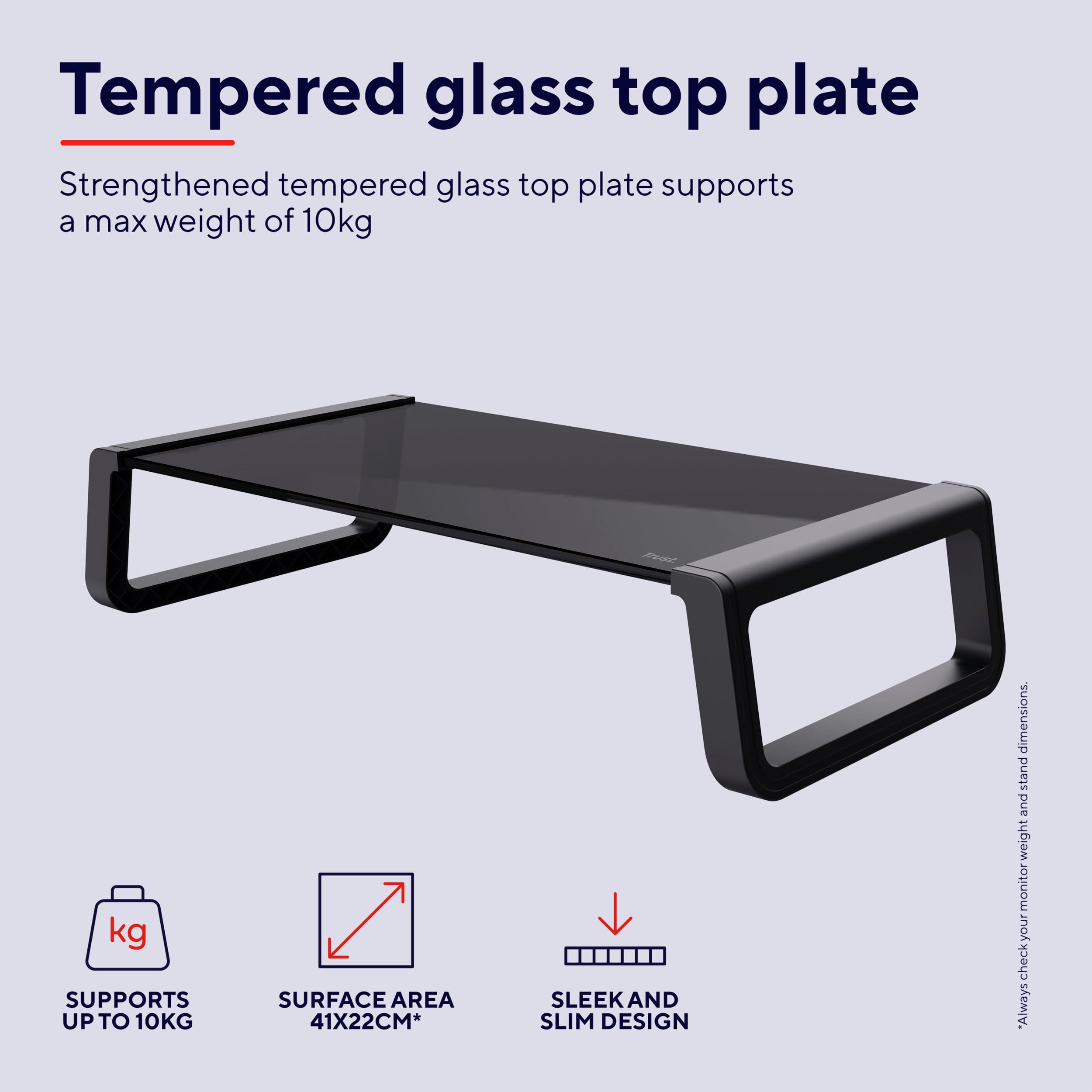 Suport monitor Trust din sticla securizata MONTA, negru
