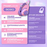 Căști pentru copii cu microfon PowerLocus Bobo, wireless, roz