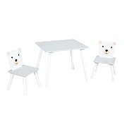 Set masuta si 2 scaune, cu spatiu de activitati, Bear, U-Grow