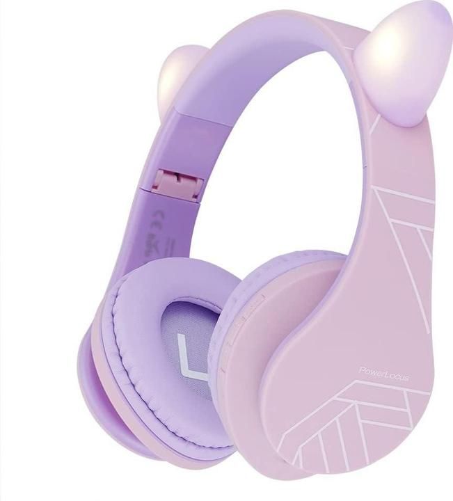 PowerLocus Casti pentru copii wireless Kids Cat Ears Purple/Pink