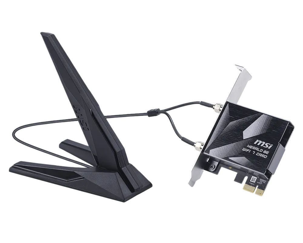 Placa de retea HERALD BE9400 WiFi 7 PCIe, Bluetooth 5.4, 2x High-Gain Tri-Band