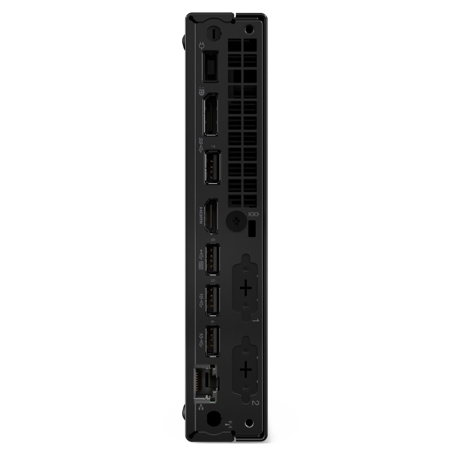 Desktop PC Lenovo ThinkCentre M70q Gen 5 Mini PC, Intel Core i5-14400T (10 C / 16 T, 1.5 GHz - 4.5 GHz, 20 MB cache, 35 W), 8 GB DDR5, 256 GB Tip SSD: M.2 2280 PCIe 4.0x4 NVMe, Fara unitate optica integrata, Intel Intel UHD Graphics 730 Partajata, 90 W - adaptor extern, Windows 11 Pro