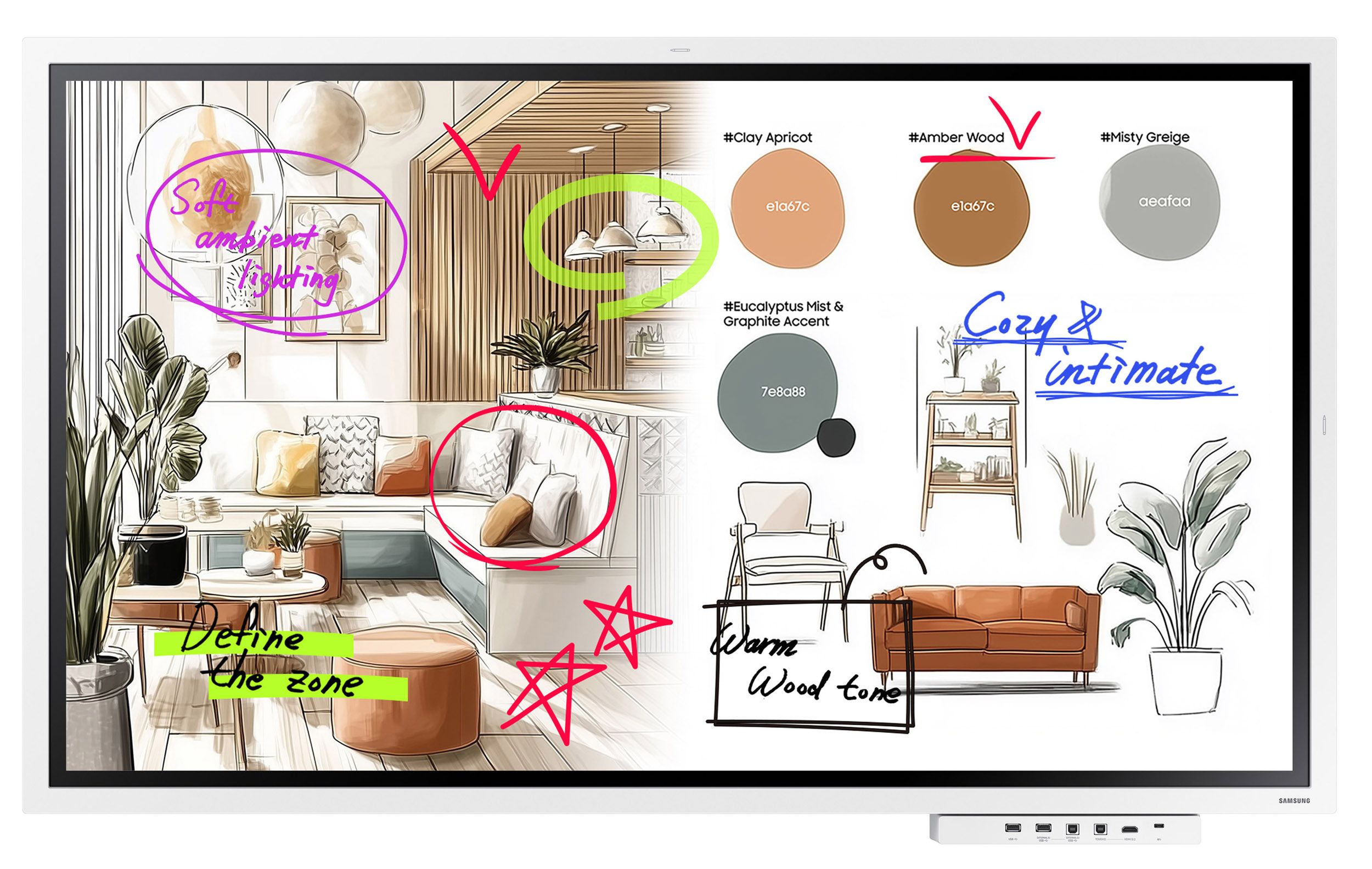 Samsung WM65FX tablă interactivă 165,1 cm (65 ) 3840 x 2160 Pixel Ecran tactil Gri, Alb HDMI