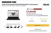 Laptop ASUS TUF Gaming A14 FA401UM-RG010W, 14 inch 2560 x 1600, AMD Ryzen AI 7 260 (8 C / 16 T, 2.0 GHz - 5.0 GHz, 16 MB cache, 45 W), 16 GB LPDDR5X, 512 GB SSD, Nvidia GeForce RTX 5060, Windows 11 Home, Tastatura US, Black