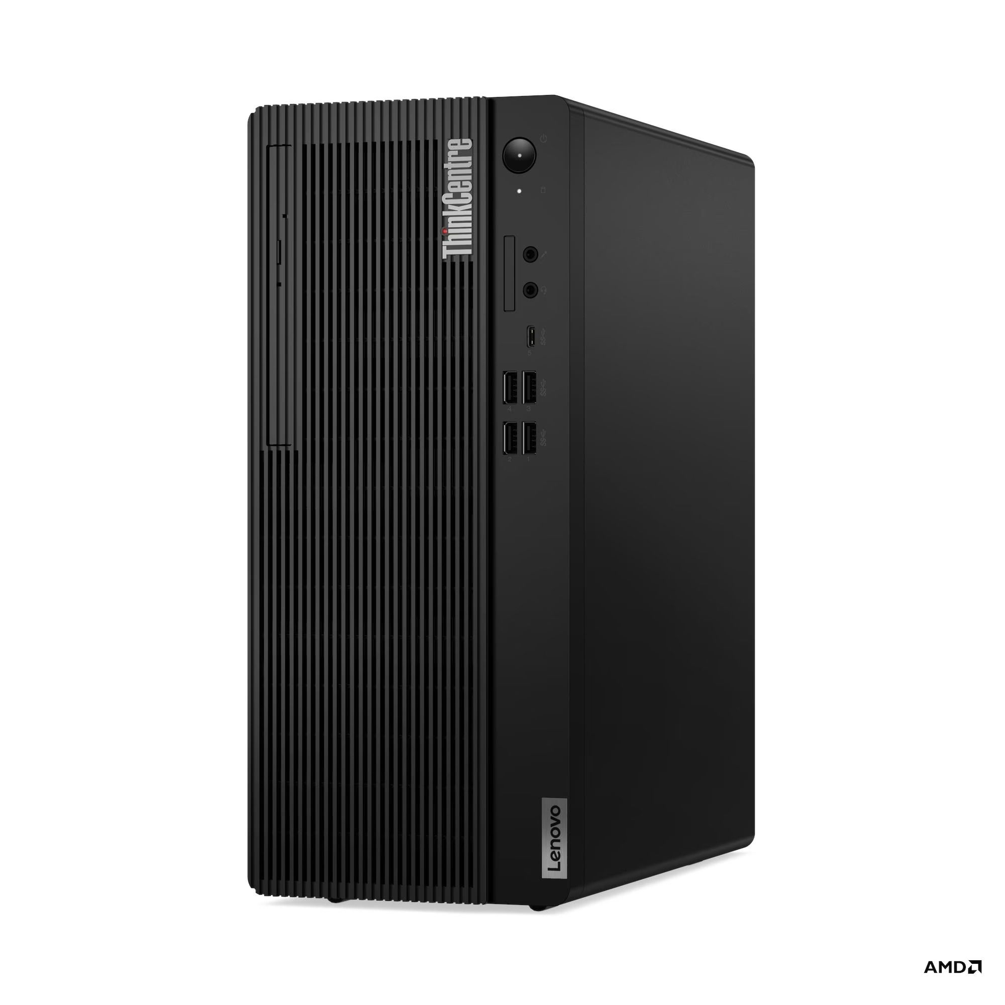 Desktop PC Lenovo ThinkCentre M75t Gen 5 Tower, AMD Ryzen 7 8700G (8 C / 16 T, 4.2 GHz - 5.1 GHz, 16 MB cache, 65 W), 16 GB DDR5, 512 GB SSD, Fara unitate optica, AMD Radeon 780M Partajata, 300 W, Windows 11 Pro