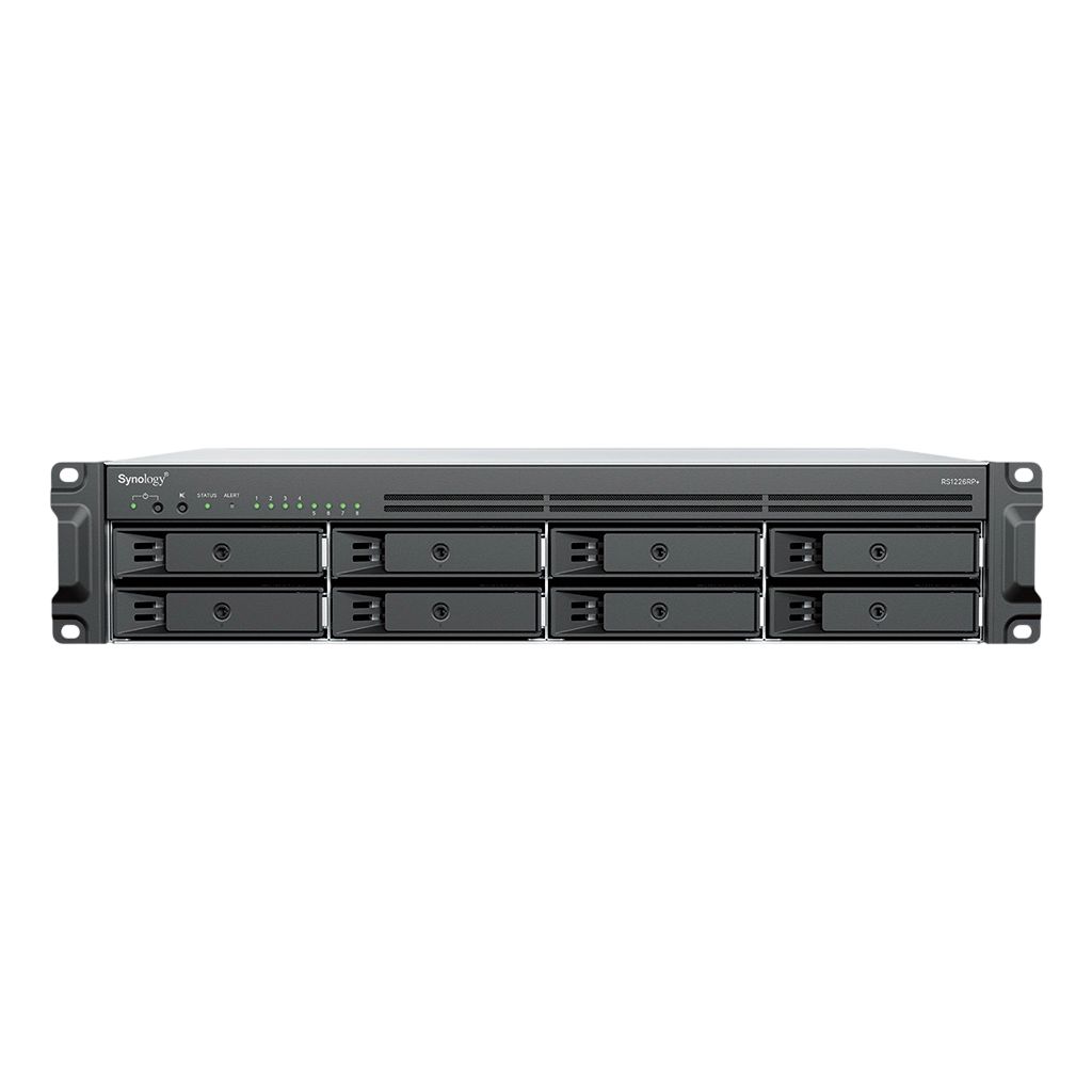 Server Synology RS1226+, Rack 2U, AMD Ryzen V1500B (4 C / 8 T, 2.20 GHz - Fara, 4 MB cache, 16 W), 4 GB DDR4 ECC, Fara, 8 x LFF + SFF, Fara, 250 W