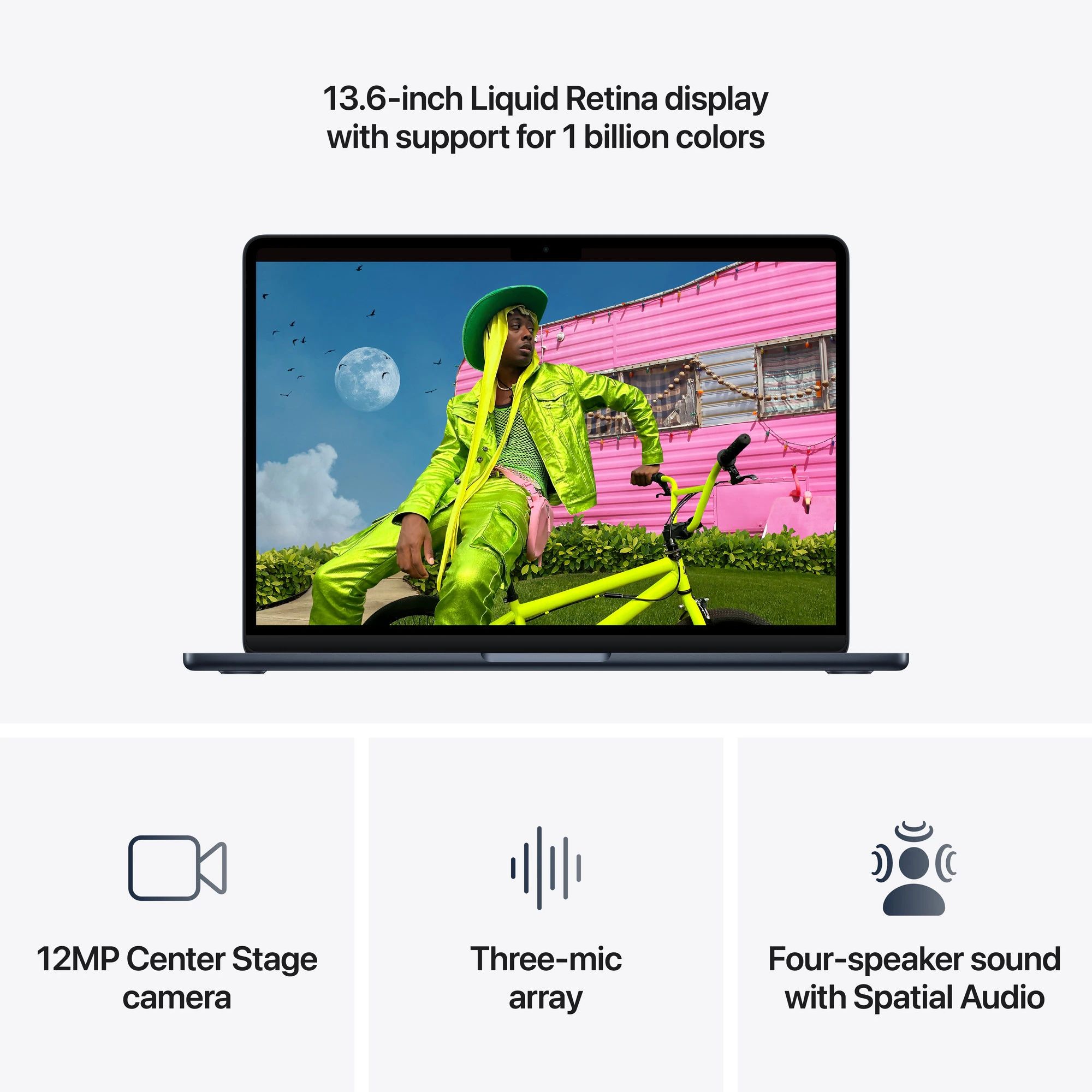 Laptop Apple MacBook Air Z1L8000WC, 13.6 inch 2560 x 1664, Apple M5 10-core (10 C / 10 T, N/A - N/A, N/A cache, N/A), 32 GB LPDDR5X, 1 TB SSD, Apple 10-core GPU, macOS, Tastatura English INT, Midnight